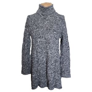 Eight Eight Eight Gray Marled Knit Turtleneck Tunic Sweater Cotton A-Line Medium